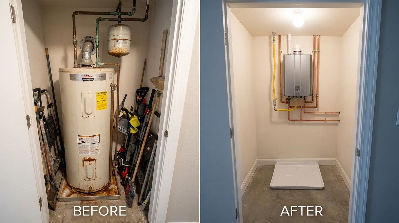 Tank water heater versus wall-mounted tankless unit comparison for Charlestown, NH homeowners